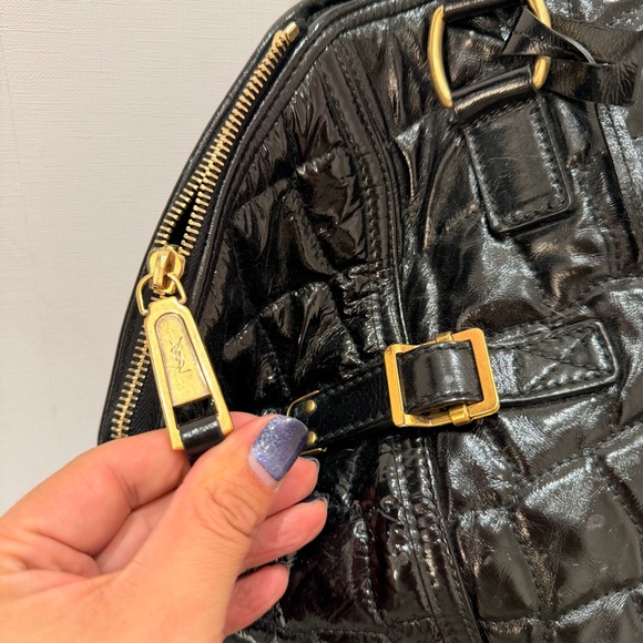 Authentic Yves Saint Laurent Downtown Crocodile Embossed Patent Leather Tote - Picture 3 of 8